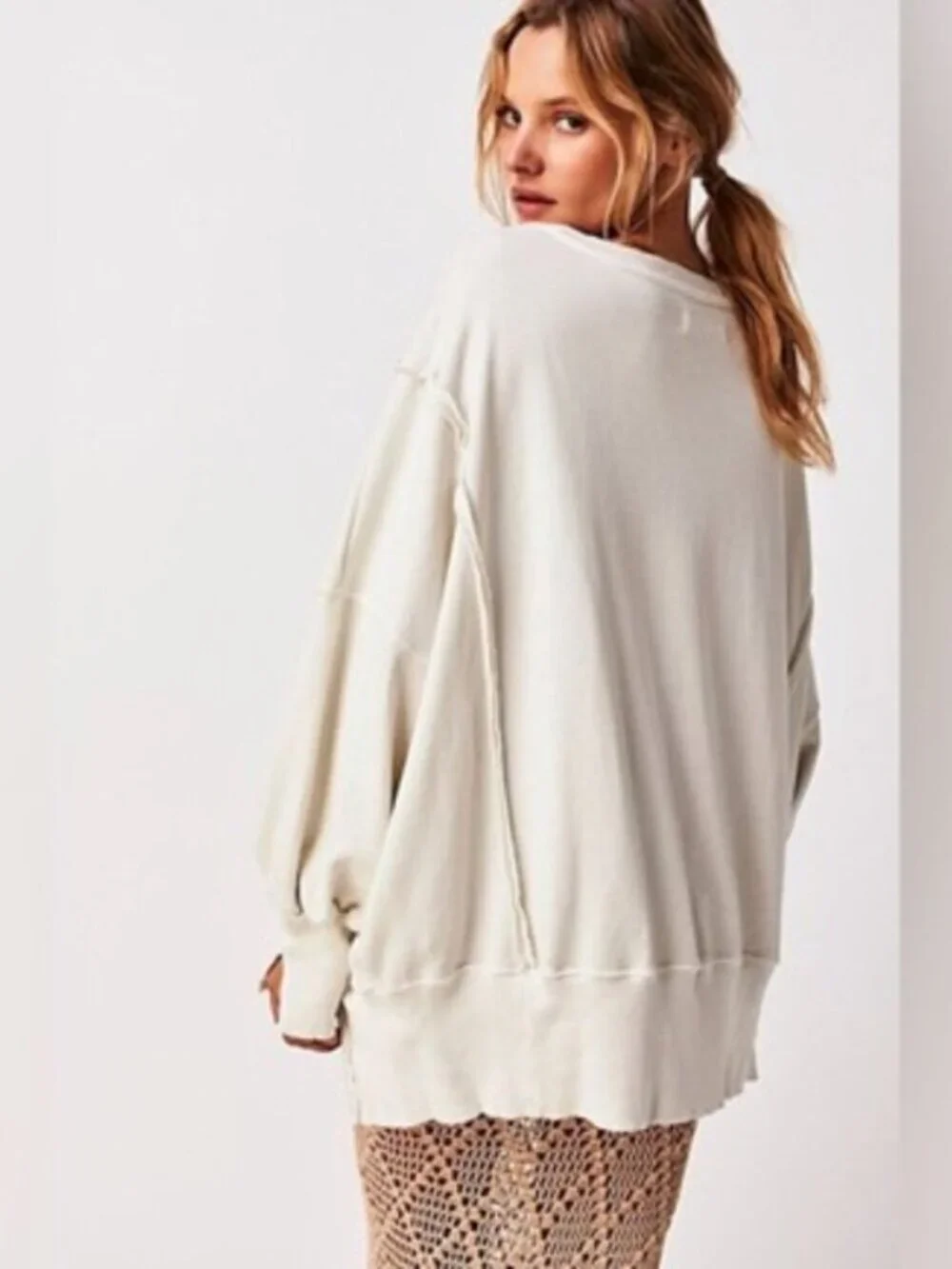 NWOT Free People We The Free Camden Sweatshirt Cream XS Slouchy